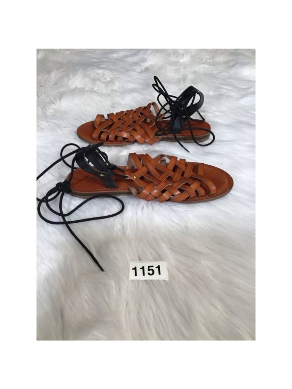 American Eagle Outfitters Womens Sz 7 trappy Sandals Leather Brown Huarache - Picture 2 of 4